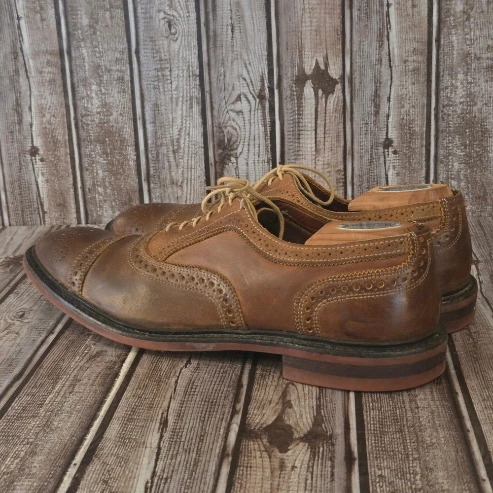 11 D Allen Edmonds Strandmok Brown Leather Dainite Soles Cap Toe Oxford Shoes - Picture 6 of 11